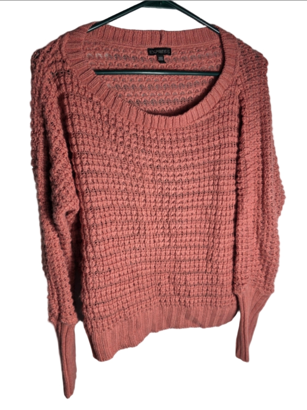 Women's Express Pink Textured Crew Neck Sweater Size XS cottagecore coquette